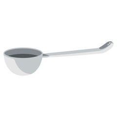 Stainless steel coffee scoop vector cartoon illustration isolated on a white background.