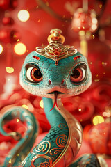 Symbol of Happy New Year 2025 snake. Christmas card 2025.