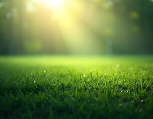 Fototapeta premium Pristine Green Soccer Field Under Stadium Lights Awaiting a Thrilling Game