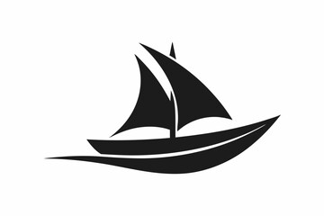 A Boat Logo vector art illustration with a simple Historic Sailing Boat icon logo silhouette black vector art