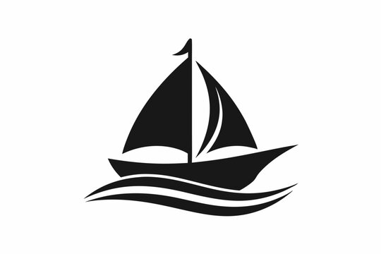 recommend clip art: A  Boat Logo vector art illustration with a simple Historic Sailing Boat icon logo silhouette black vector art