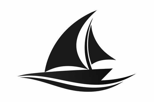 recommend clip art: A  Boat Logo vector art illustration with a simple Historic Sailing Boat icon logo silhouette black vector art