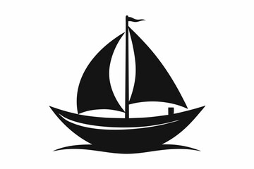 A  Boat Logo vector art illustration with a simple Historic Sailing Boat icon logo silhouette black vector art