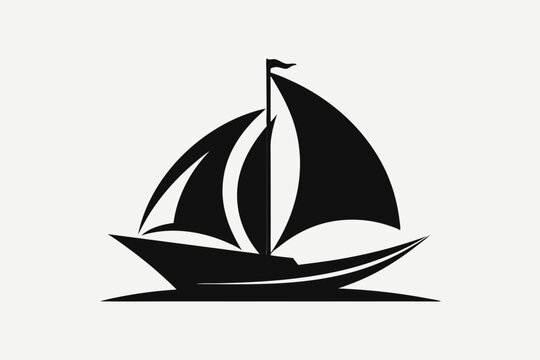 recommend clip art: A  Boat Logo vector art illustration with a simple Historic Sailing Boat icon logo silhouette black vector art