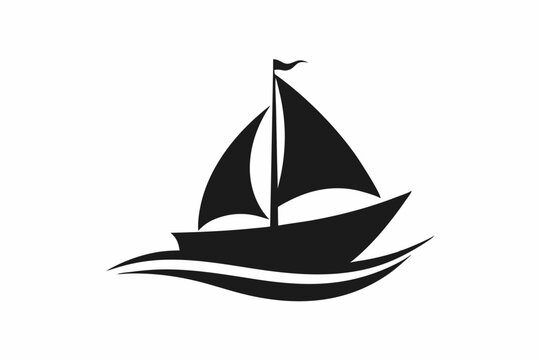 recommend clip art: A  Boat Logo vector art illustration with a simple Historic Sailing Boat icon logo silhouette black vector art