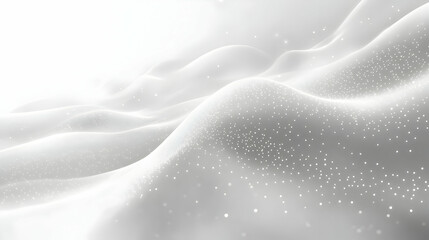Abstract White Wave Background with Glowing Dots