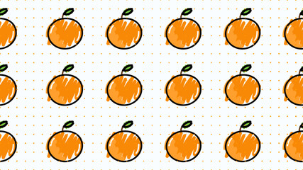 Vector illustration. Seamless pattern of orange. Hand-drawn style. Line art. Color doodle style. Design for wallpaper, background, poster, banner.
