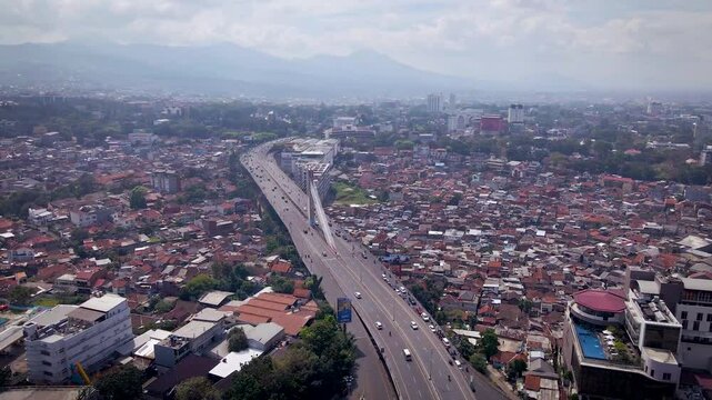 Aerial view Pasupati Bridge iconic landmark of Bandung city , West Java, Indonesia	
