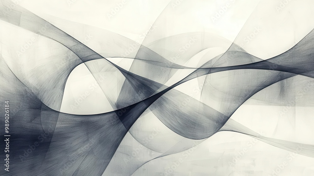 Poster abstract waves and lines in soft shades create a dynamic and tranquil visual effect.