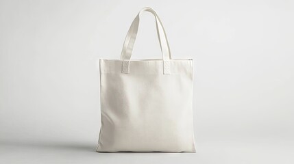 A plain white tote bag, lying flat on a clean white background, perfect for showcasing custom logos or promotional designs.