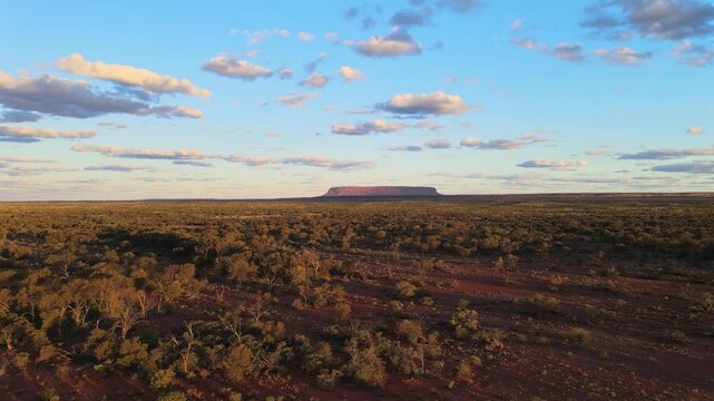 Aerial view of Mount Conner located in the southwest corner of the Northern Territory of Australia