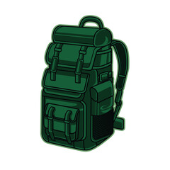Naklejka premium Vector illustration of adventurer bag, mountain bag, expedition bag - Back to nature