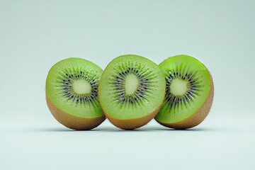 Kiwi fruit set off on a white backdrop. Generative Ai