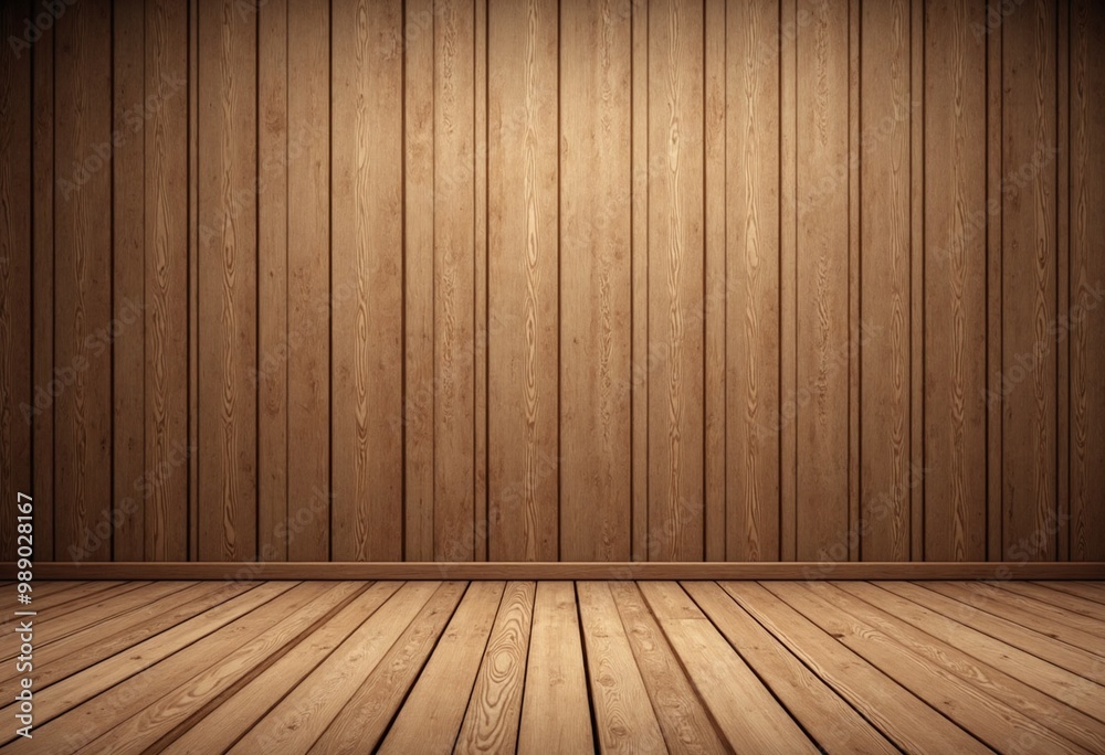 Wall mural wooden floor. wooden wall and wooden floor. empty room, brown wooden wall and floor