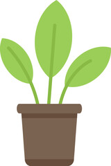Minimalist illustration of a green plant growing in a pot, perfect for nature and ecology themed projects