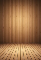 Wooden floor. Wooden wall and wooden floor. Empty room, brown wooden wall and floor