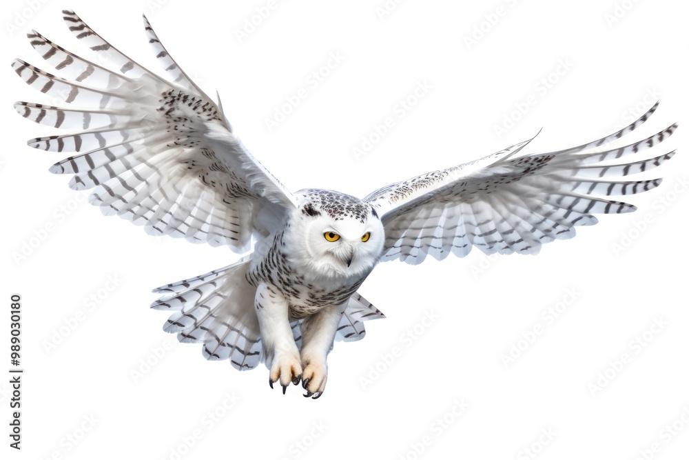 Wall mural Snowy owl animal bird white background.