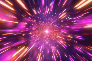 Fototapeta premium Vibrant hyperspace warp effect with bright light streaks