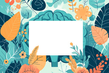 Healthcare card dedicated to the future of mental health support featuring a clean design with a large blank space on the lower left accented by abstract patterns symbolizing AIdriven therapy sessions