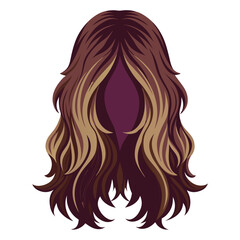 Loose long hair back view vector illustration