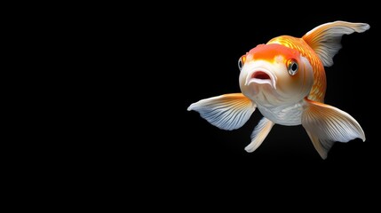 vibrant goldfish swimming on black background in aquarium