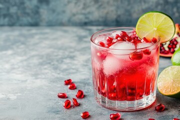 Refreshing Pomegranate Mocktail in Clear Glass
