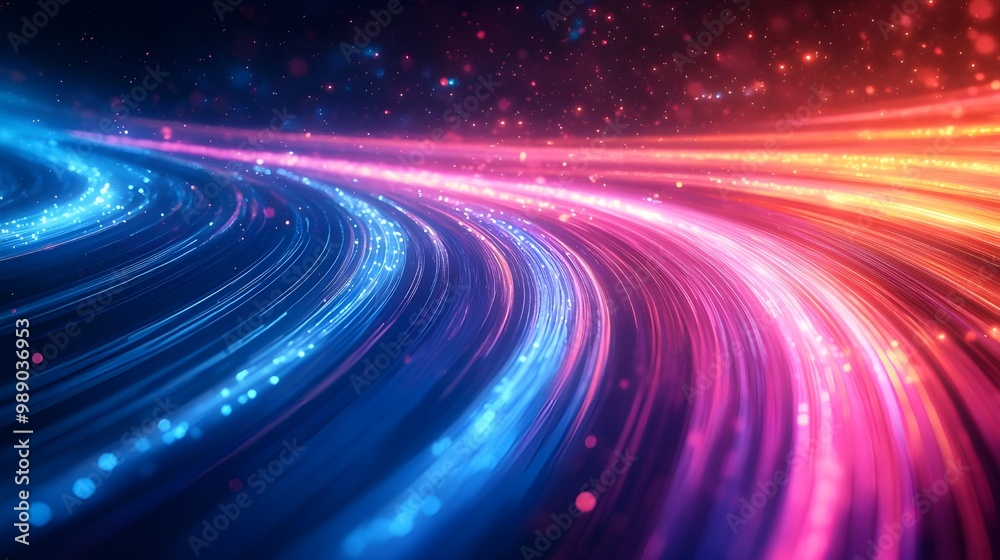 Poster abstract background with glowing particles. 3d rendering, 3d illustration. - generated ai