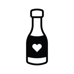 Wine bottle icon with a heart shaped design