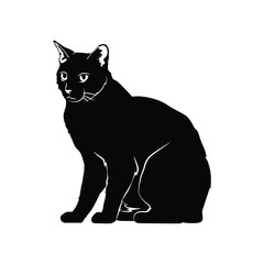 Animal cat silhouette black and white design