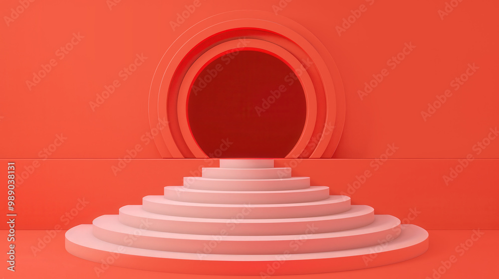 Canvas Prints dynamic podium featuring intricate 3d spirals, complemented by a vibrant flat design backdrop, showc