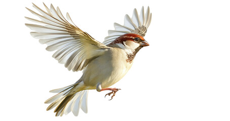 Obraz premium Sparrow flying isolated Png, transparent without background.