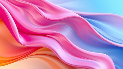 Fototapeta premium 光沢のある波や布のような流動的な質感をもったテクスチャー鮮やかな青・紫・ピンク・オレンジのグラデーションカラー