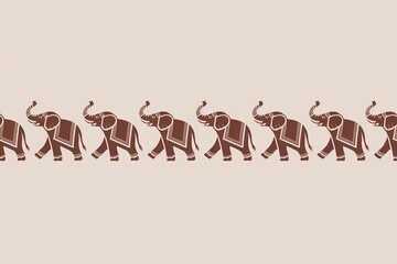 Naklejka premium Stylized Brown Elephant Pattern for Diwali Decor - Colorful Cultural Celebration Design for Festive Textiles, Invitations, and Wallpaper