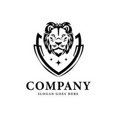 King lion logo concept badge template graphic