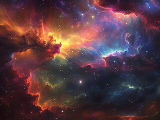 Fototapeta premium Celestial Dance of Light and Life in the Cosmic Nebula