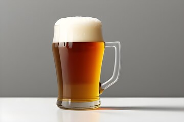Close-up of a Foamy Beer Isolated on White Background