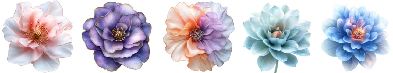 Beautifully detailed flowers illustration showcasing elegance and grace transparent background