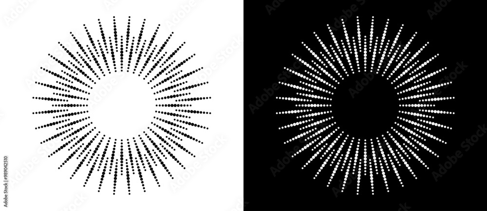 Aufkleber art sun background. icon template or logo with halftone dotted lines. black shape on a white backgro