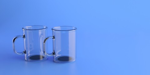 Empty glass transparent coffee cups