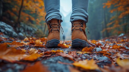 Autumn Hike Through a Colorful National Park Trail