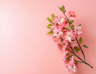 Obraz premium Pink cherry blossoms on a pastel background