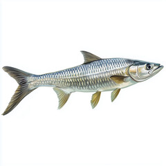 Tarpon fish isolated on a white background, aquatic animal
