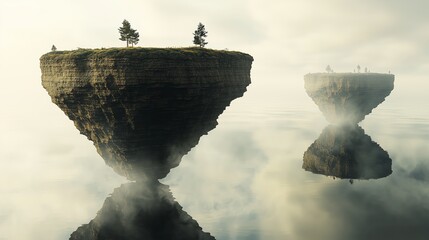 Floating Islands Over Cosmic Ocean Landscape