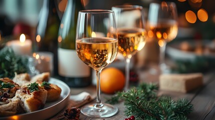 Friends raising glasses for a toast at a Thanksgiving dinner