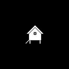 Chicken coop icon isolated on dark background