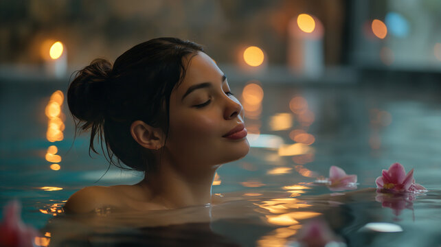 mujer pasando un hermoso d&iacute;a en el spa de hotel  
