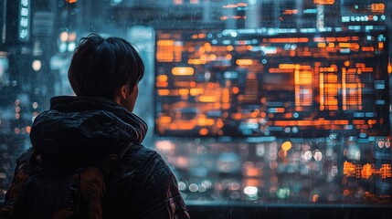 Investor Observing Cryptocurrency Market Trends