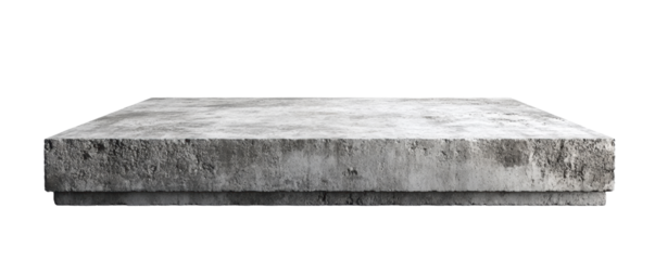 Concrete slab, white isolate background transparent background.