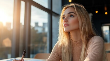 Thoughtful Woman in Cozy Natural Light Setting
