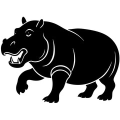 A giant male Hypopotamus silhouette vector illustration